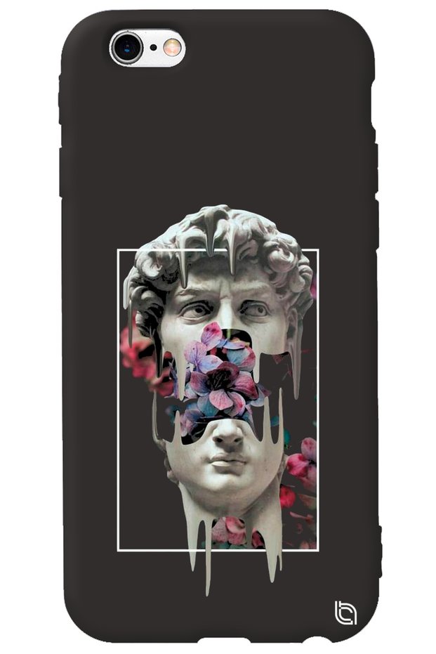 iPhone 6 Plus Black Color Premium Velvet David Patterned Silicone Phone Case