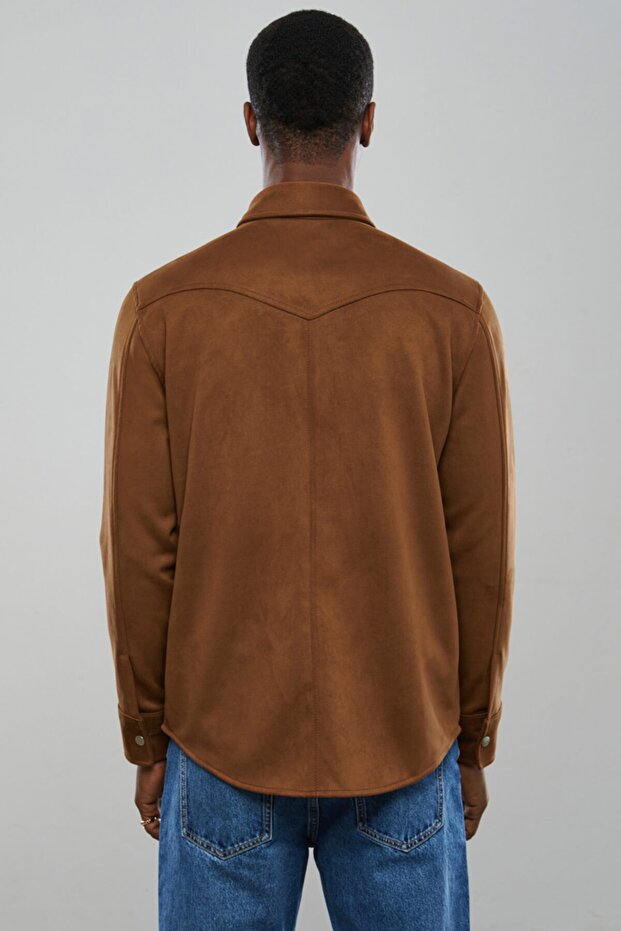 Camel Süet Gömlek Ceket - 5
