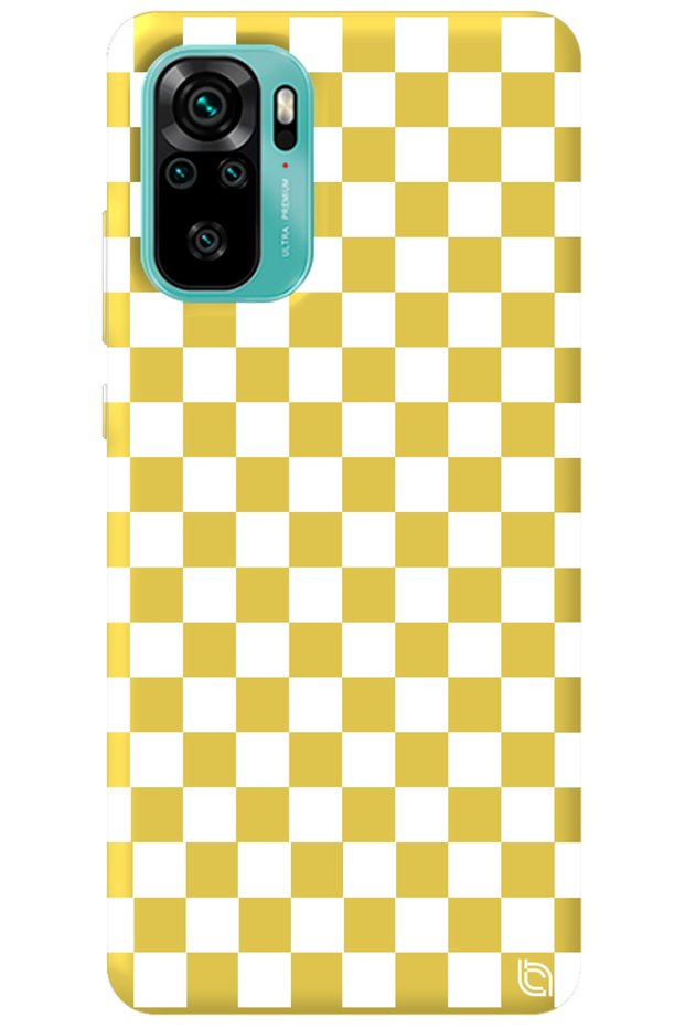 Xiaomi Redmi Note 10 Yellow Color Premium Velvet Inside Checkerboard Patterned Silicone Phone Case