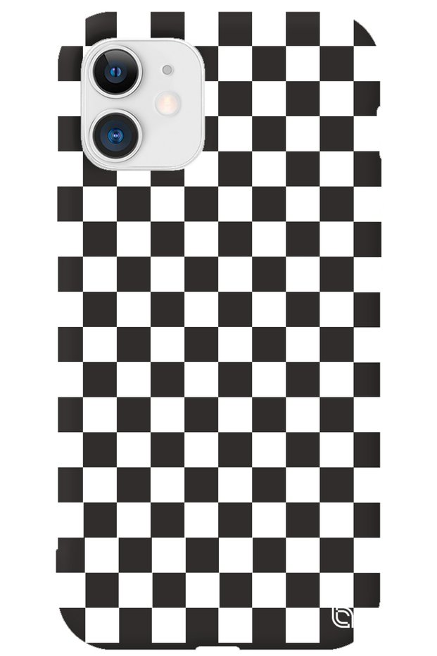 iPhone 11 Black Color Premium Velvet Checkered Patterned Silicone Phone Case