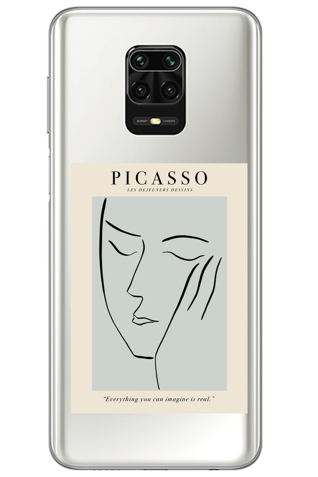 Xiaomi Redmi Note 9S Picasso Patterned Transparent Silicone Case