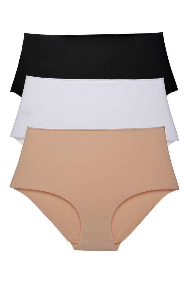 Bonbonetti Women's Colorful High Waist Laser Cut Panties 3 Piece