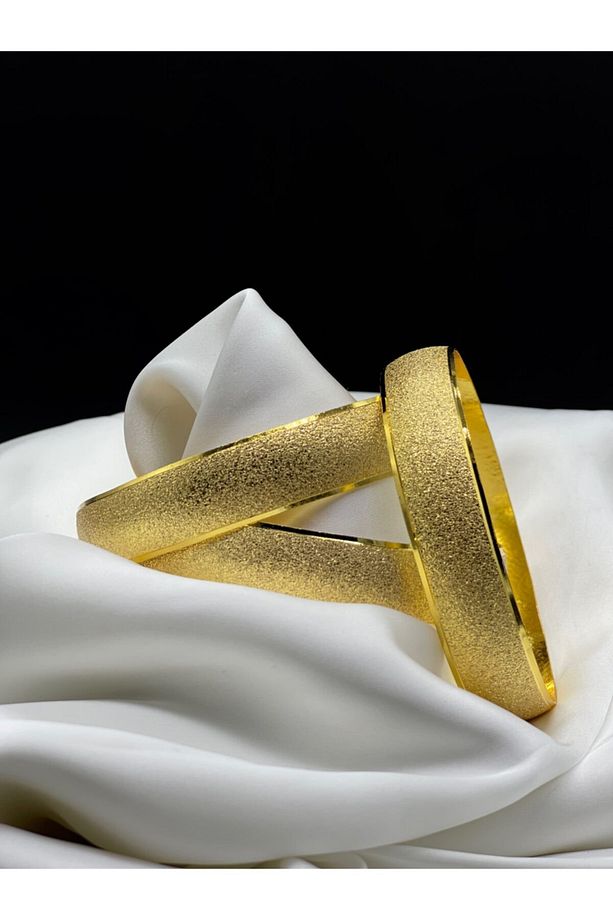 22 Ayar Altın Kaplama Simli Desen 1.5 Cm Bilezik - 2