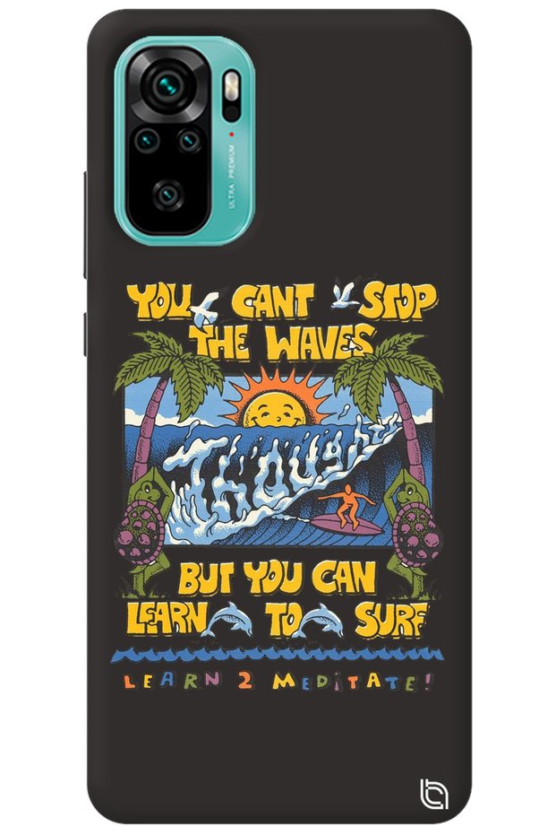 Xiaomi Redmi Note 10S Black Color Premium Velvet Inside Waves Patterned Silicone Phone Case