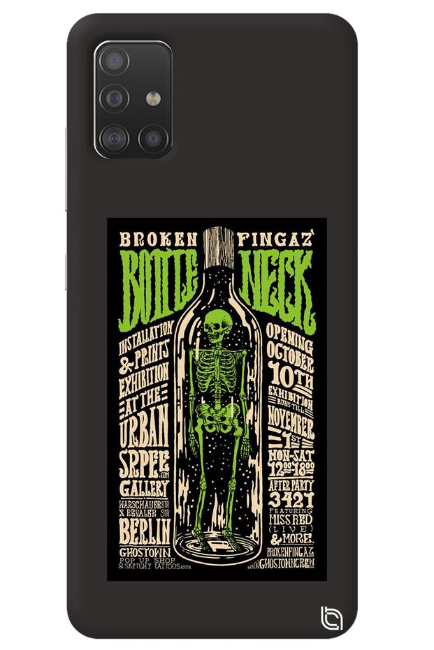 Samsung A71 Black Color Premium Velvet Inside Bottle Patterned Silicone Phone Case