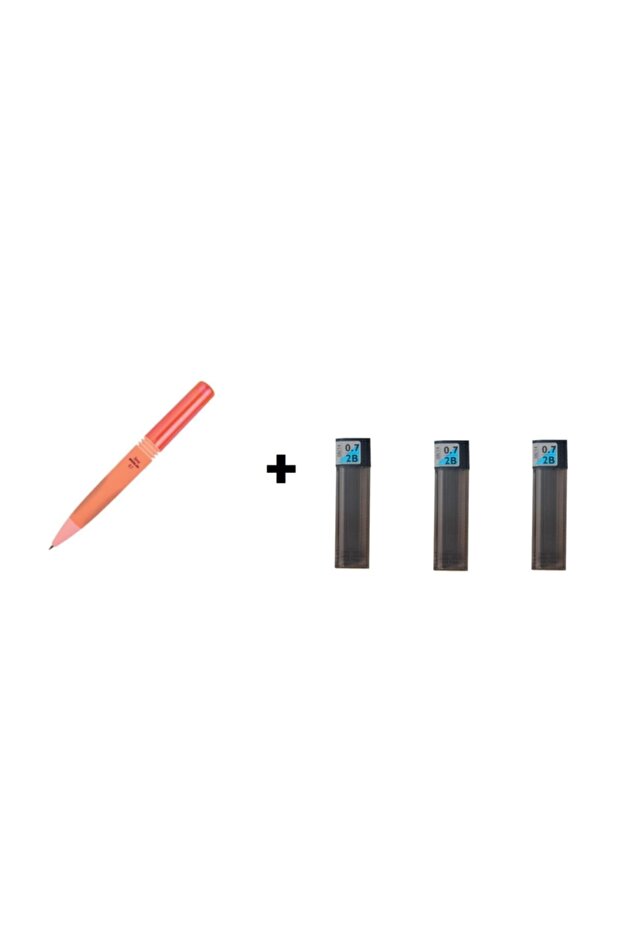 Bold Mechanical Pencil 07mm Neon Red + 3 Pieces Tombow 0.7 Nib