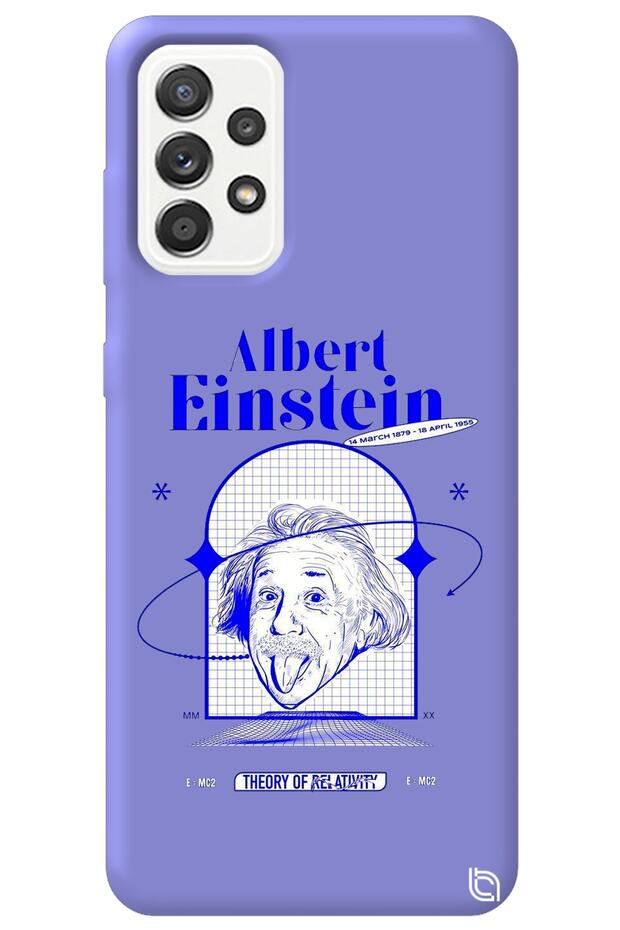 Samsung Galaxy A52 Lilac Color Premium Velvet Inside Einstein Patterned Silicone Phone Case