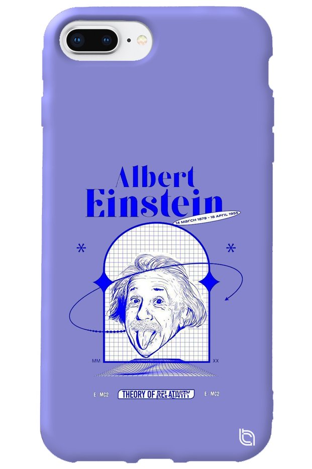 iPhone 8 Plus Lilac Colored Premium Velvet Inside Einstein Patterned Silicone Phone Case