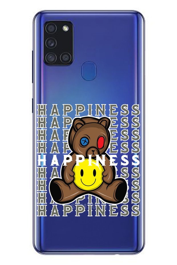 Transparent Silicone Phone Case with Teddy Bear Pattern for Samsung A21S