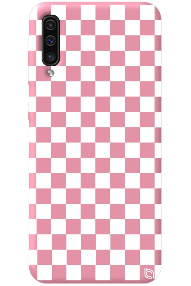 Samsung Galaxy A70 Pink Color Premium Velvet Checkered Pattern Silicone Phone Case