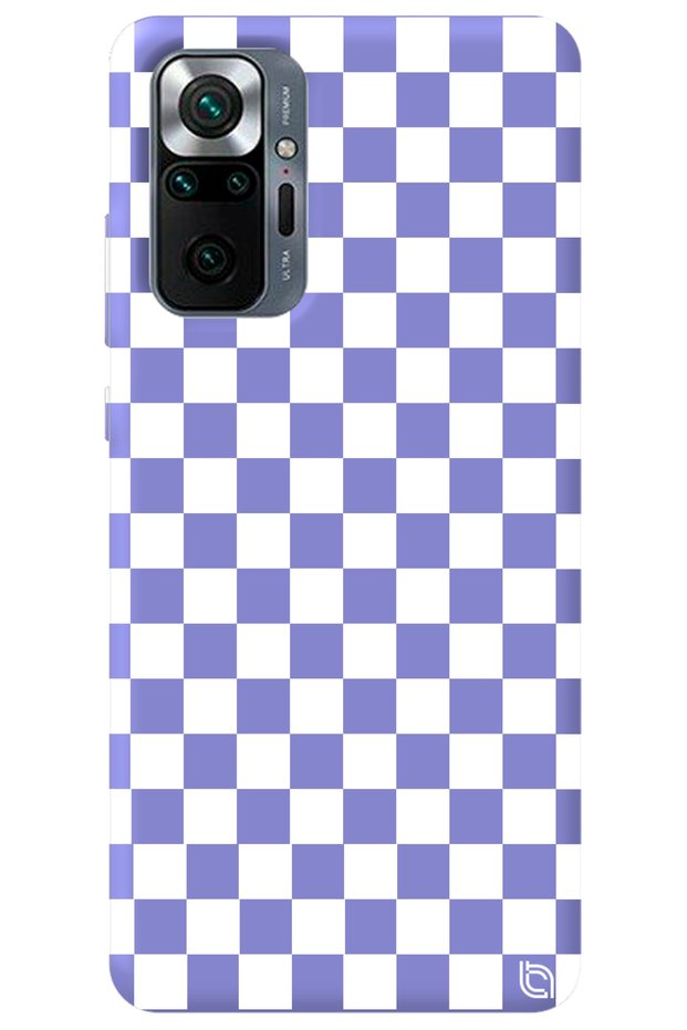Xiaomi Redmi Note 10 Pro Lilac Color Premium Velvet Checkered Patterned Silicone Phone Case