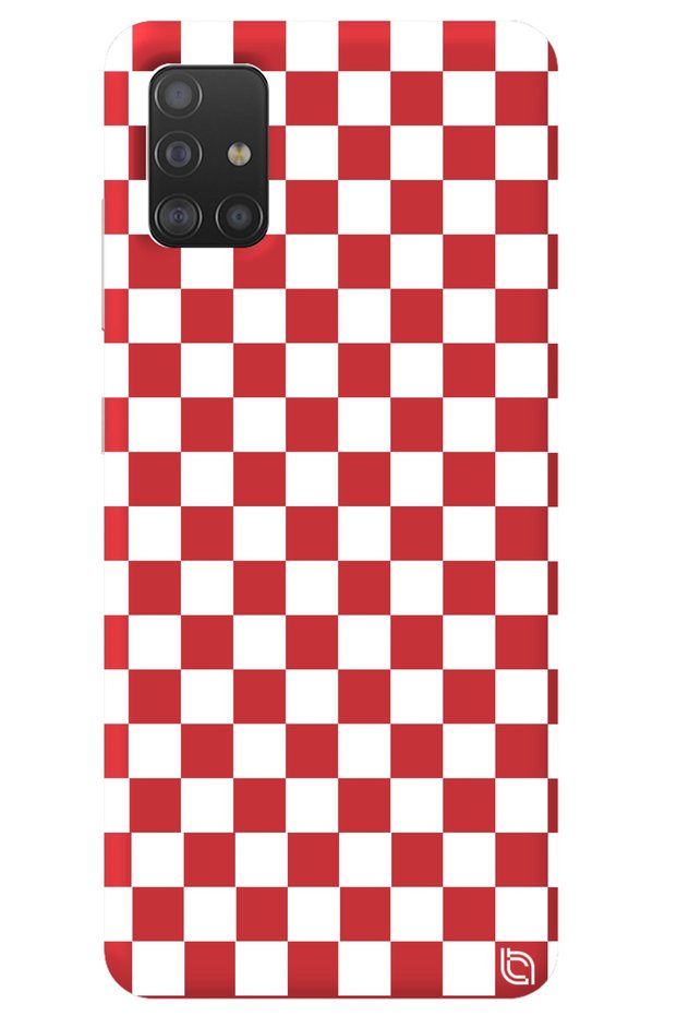 Samsung A51 Red Color Premium Velvet Checkered Pattern Silicone Phone Case