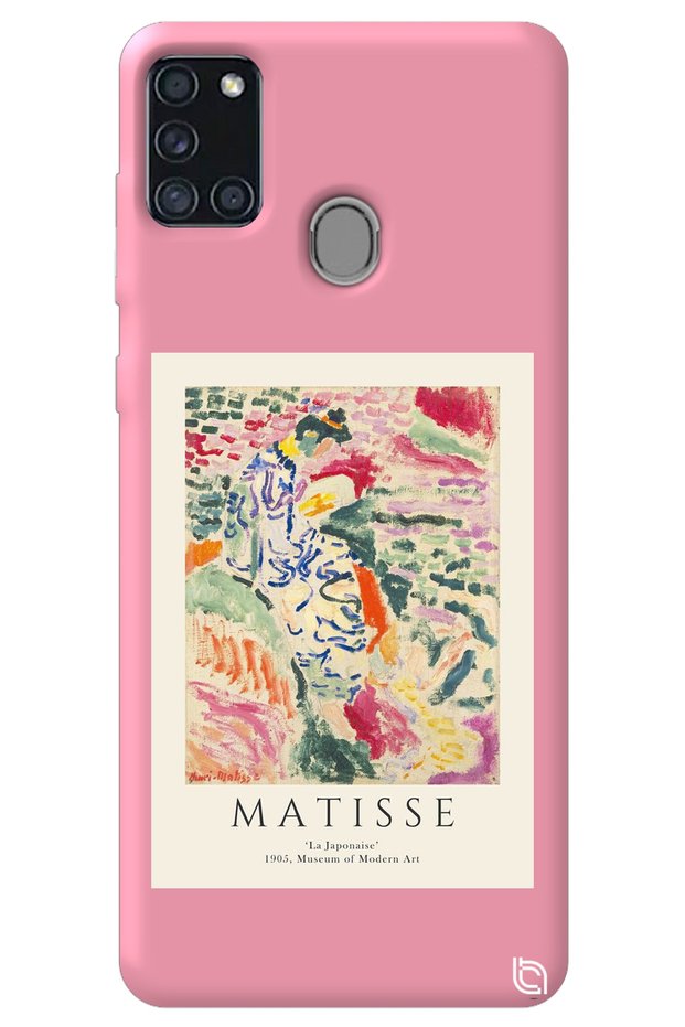 Samsung A21S Pink Color Premium Velvet Inside Matisse Patterned Silicone Phone Case