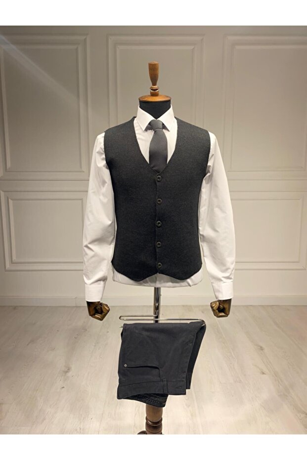 Premium Antrasit Triko Yelek - 1