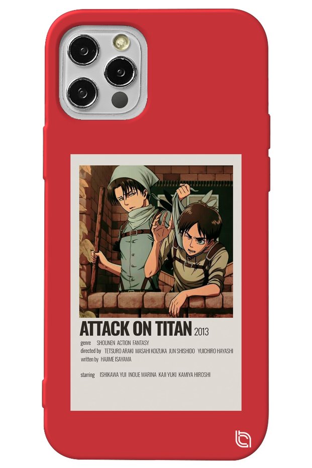 iPhone 13 Pro Red Premium Velvet Attack on Titan Levi Patterned Silicone Phone Case