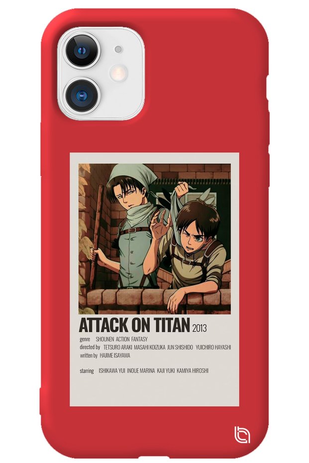 iPhone 12 Red Premium Velvet Attack on Titan Levi Patterned Silicone Phone Case