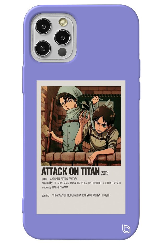 iPhone 13 Pro Max Lilac Premium Velvet Attack on Titan Levi Patterned Silicone Phone Case