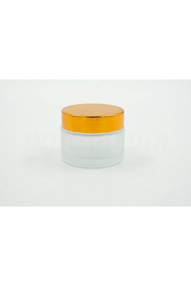 Transparent Frosted Glass Cream Jar with Gold Lid - 50 Cc