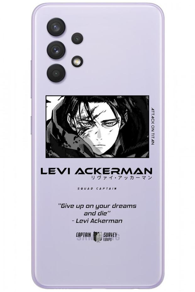 Samsung A32 Attack on Titan Levi Patterned Transparent Silicone Phone Case