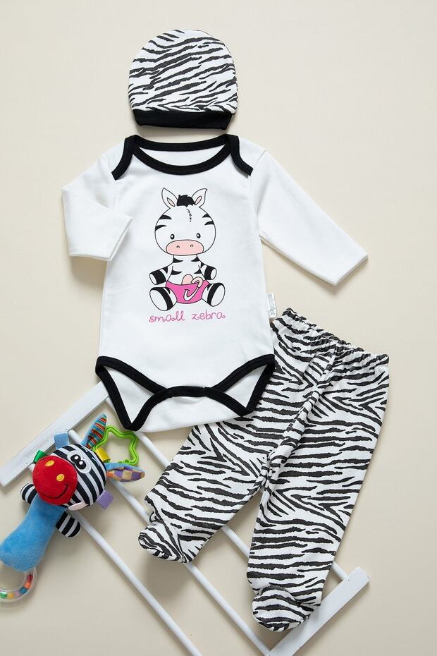 Unisex Baby White Zebra Bodysuit Set of 3