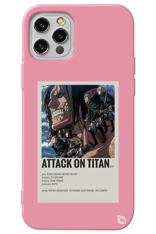 iPhone 13 Pro Max Pink Premium Velvet Attack on Titan Patterned Silicone Phone Case
