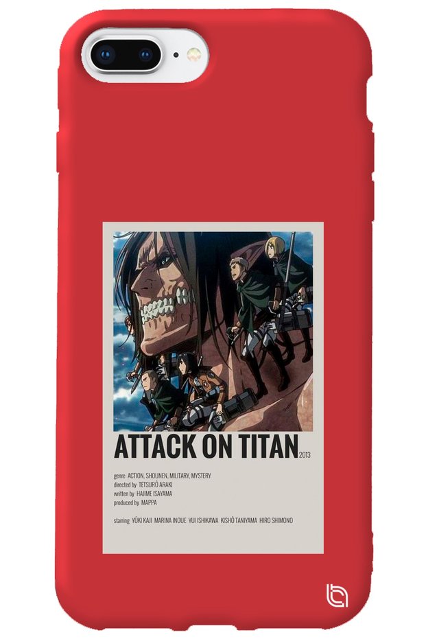 iPhone 7 Plus Red Premium Velvet Attack on Titan Patterned Silicone Phone Case