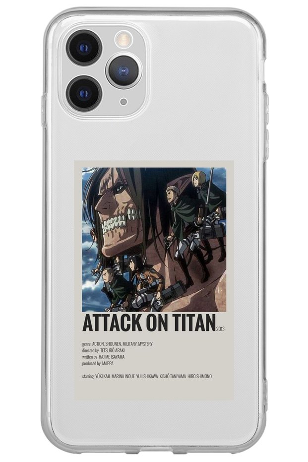 iPhone 11 Pro Max Attack on Titan Patterned Transparent Silicone Phone Case