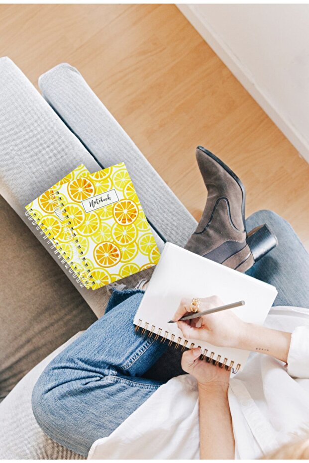Orange Patterned Unlined Spiral Notebook - 2