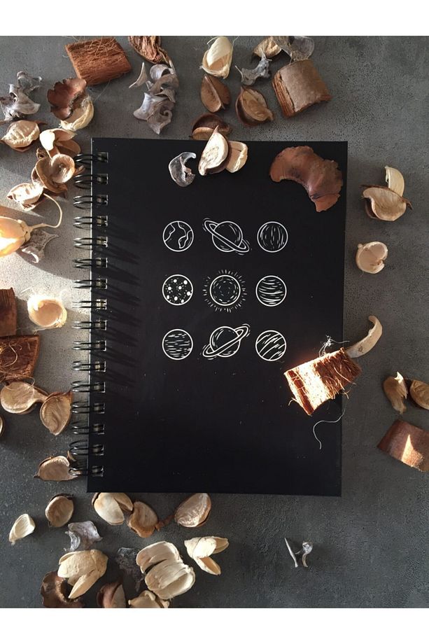 Gezegen Desenli Çizgisiz Spiral Defter - 1