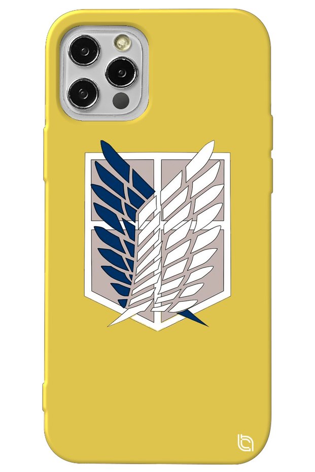 iPhone 12 Pro Max Yellow Premium Velvet Attack on Titan Patterned Silicone Phone Case