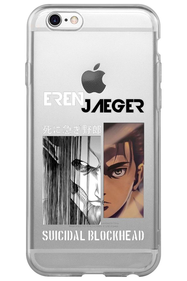 iPhone 6 6S Attack on Titan Eren Patterned Transparent Silicone Phone Case