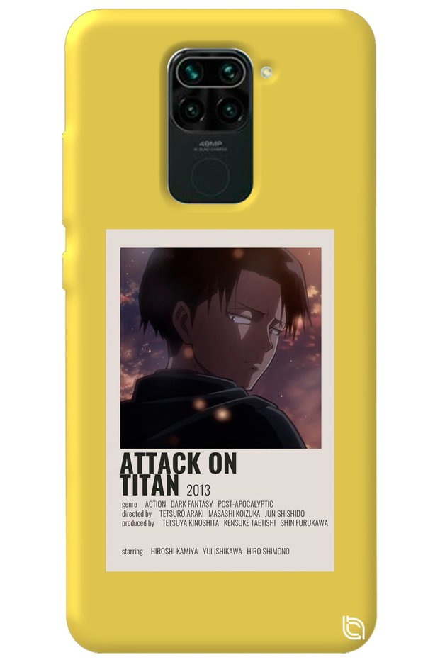 Xiaomi Redmi Note 9 Yellow Premium Velvet Inside on Titan Levi Patterned Silicone Phone Case