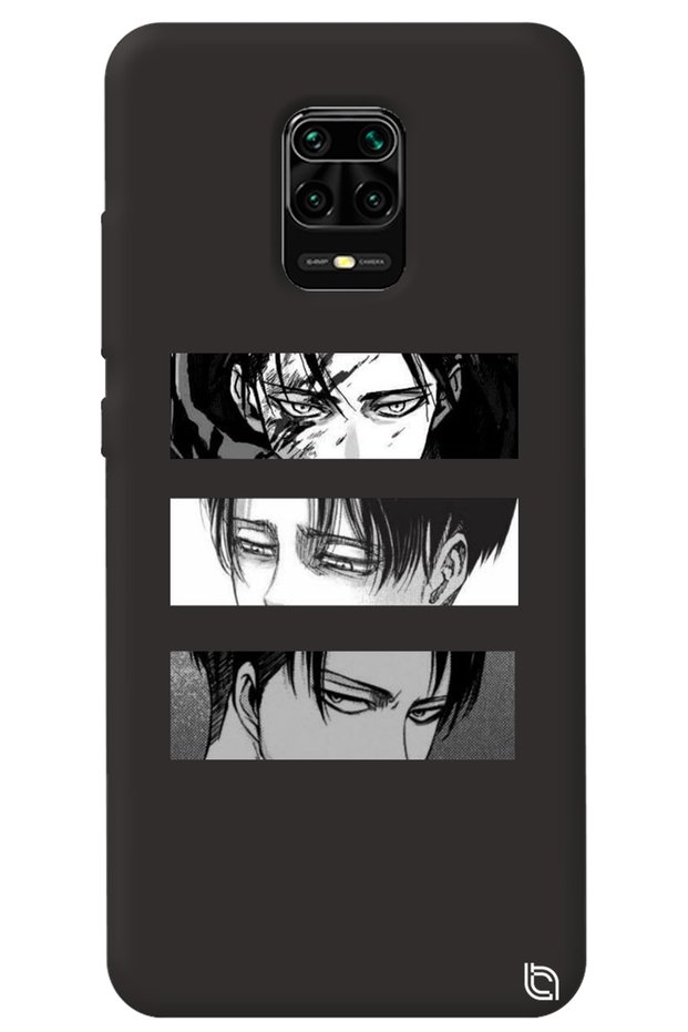 Xiaomi Redmi Note 9S Black Premium Velvet Inside Attack on Titan Patterned Silicone Phone Case