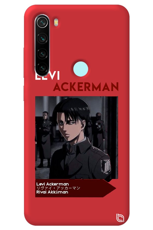 Xiaomi Redmi Note 8 Red Premium Velvet Inside Attack on Titan Levi Patterned Silicone Phone Case