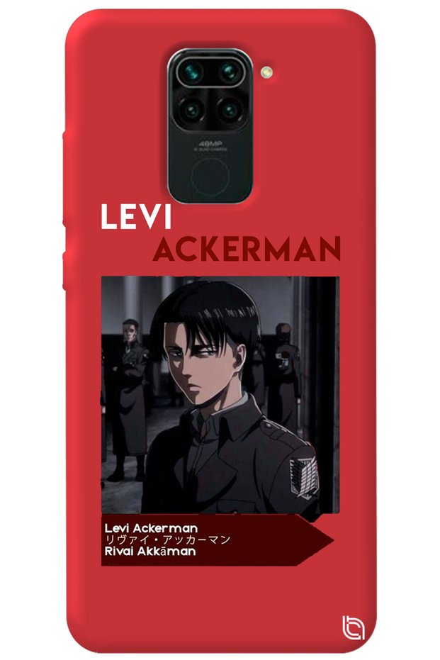 Xiaomi Redmi Note 9 Red Premium Velvet Attack on Titan Levi Patterned Silicone Phone Case