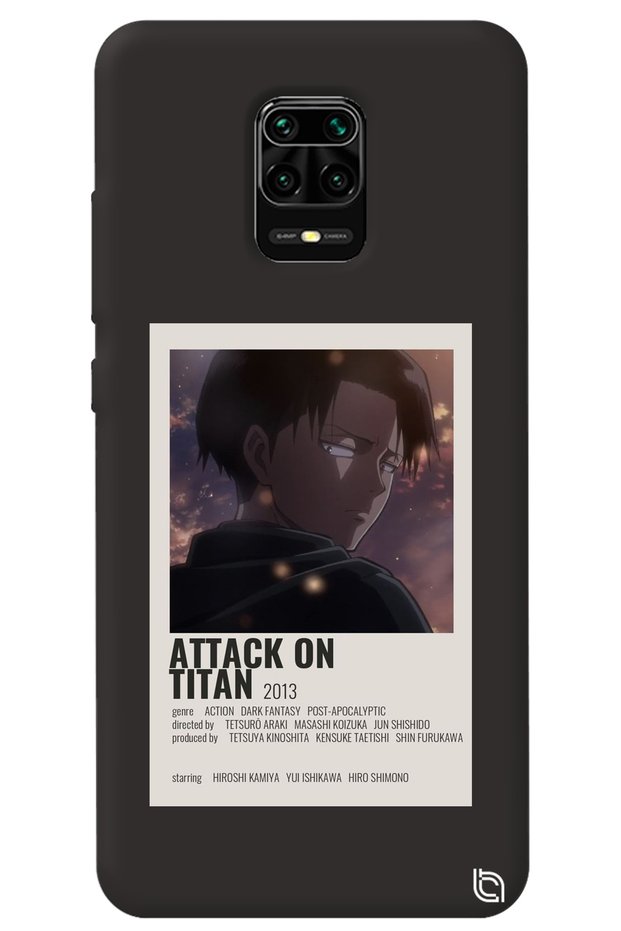 Xiaomi Redmi Note 9S Black Premium Velvet Inside Attack on Titan Levi Patterned Silicone Phone Case