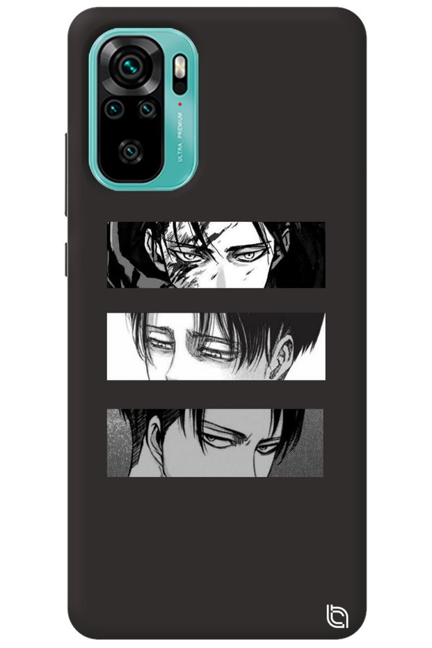 Xiaomi Redmi Note 10S Black Premium Velvet Inside Attack on Titan Patterned Silicone Phone Case