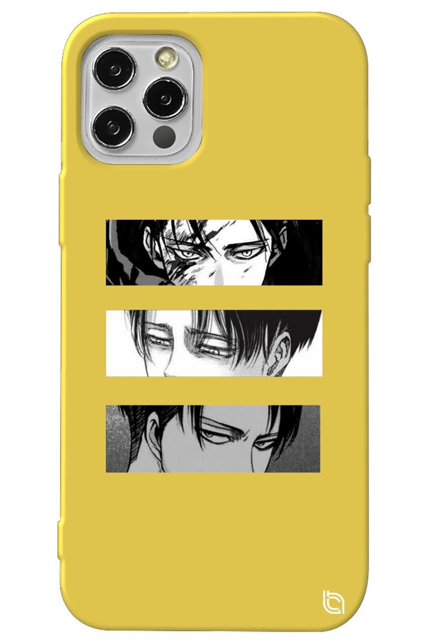 iPhone 13 Pro Max Yellow Premium Velvet Attack on Titan Patterned Silicone Phone Case