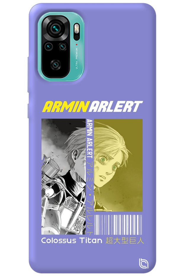 Xiaomi Redmi Note 10S Lilac Premium Velvet Inside Attack on Titan Patterned Silicone Phone Case