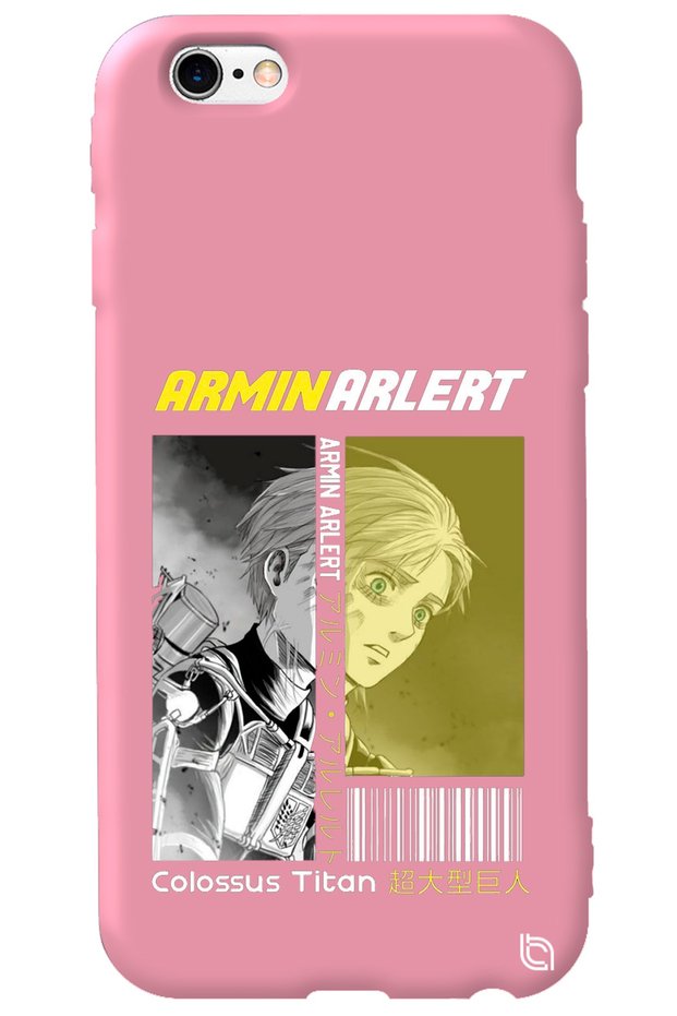 iPhone 6 6S Pink Premium Velvet Attack on Titan Patterned Silicone Phone Case