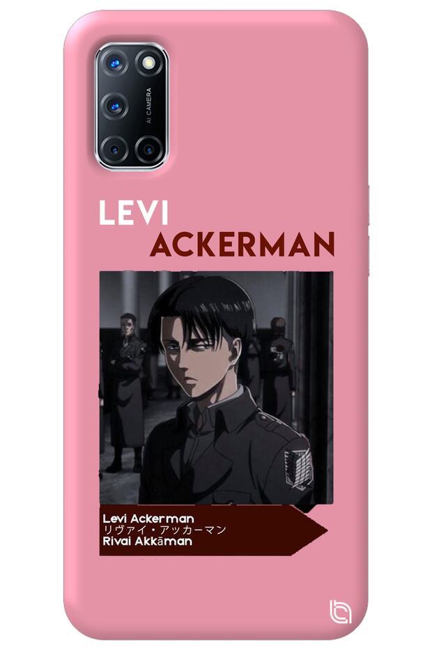 Oppo A72 Pink Premium Velvet Inside Attack on Titan Levi Patterned Silicone Phone Case