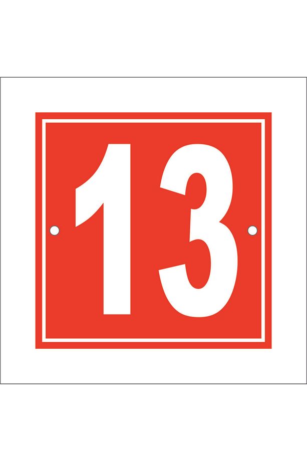Kırmızı Kapı Numarası 10x10 cm No:13 - 1