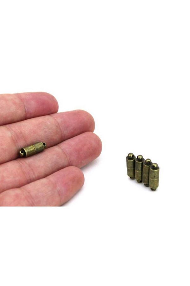 1 Adet - 5x15 Mm Mıknatıslı Klips, Takı Klipsi, Bileklik Klipsi, Kolye Klipsi, Antik Sarı Kaplama - 2