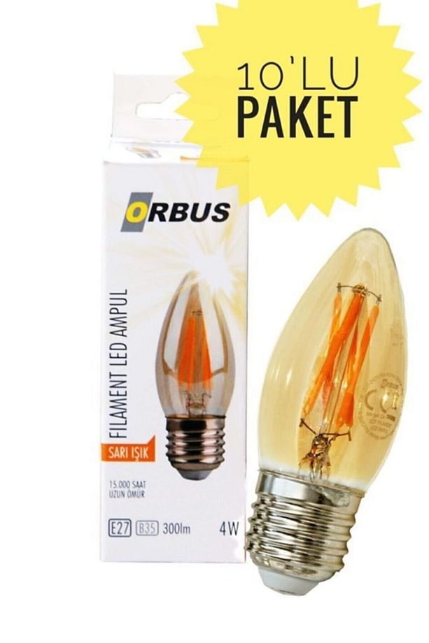 B35 4w Sarı Işık Amber Avize Rustik Led Ampul 10'li Paket - 1
