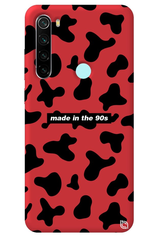 Xiaomi Redmi Note 8 Red Color Premium Velvet Inside 90S Patterned Silicone Phone Case