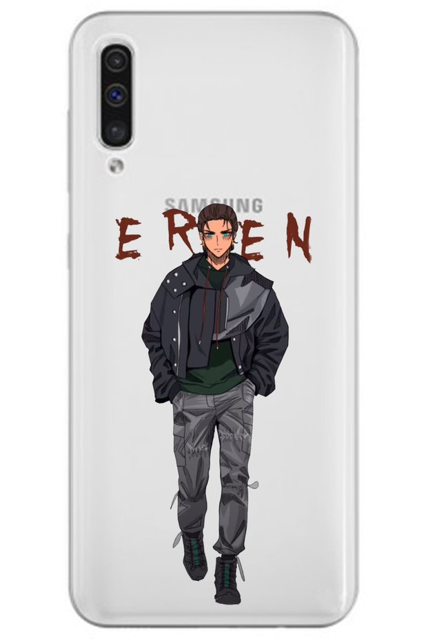 Samsung A70 Attack on Titan Eren Patterned Transparent Silicone Phone Case