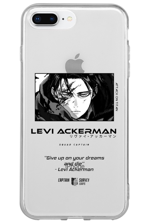 iPhone 7 Plus Attack on Titan Levi Patterned Transparent Silicone Phone Case
