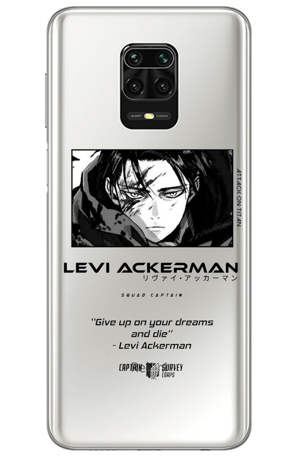 Xiaomi Redmi Note 9S Attack on Titan Levi Patterned Transparent Silicone Case