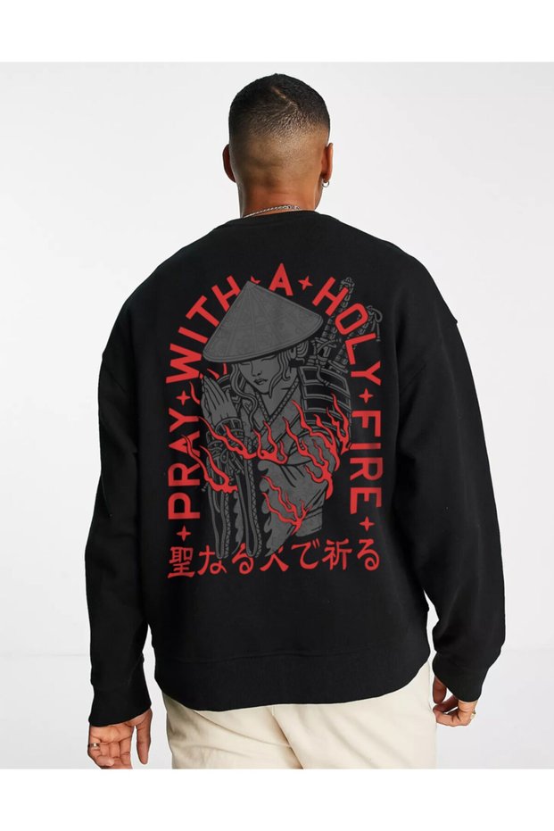Unisex Holypray Oversize Sweatshirt Black