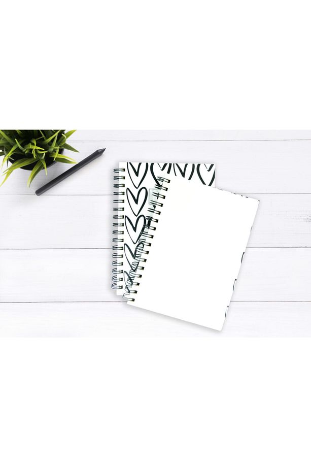 Kalp Desenli Çizgisiz Spiral Defter - 5
